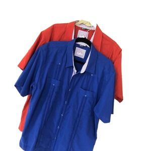 LOT OF 2 BOHIO Guayabera Shirt Button Up Pintuck Pleated Bowling Havanna Mens XL